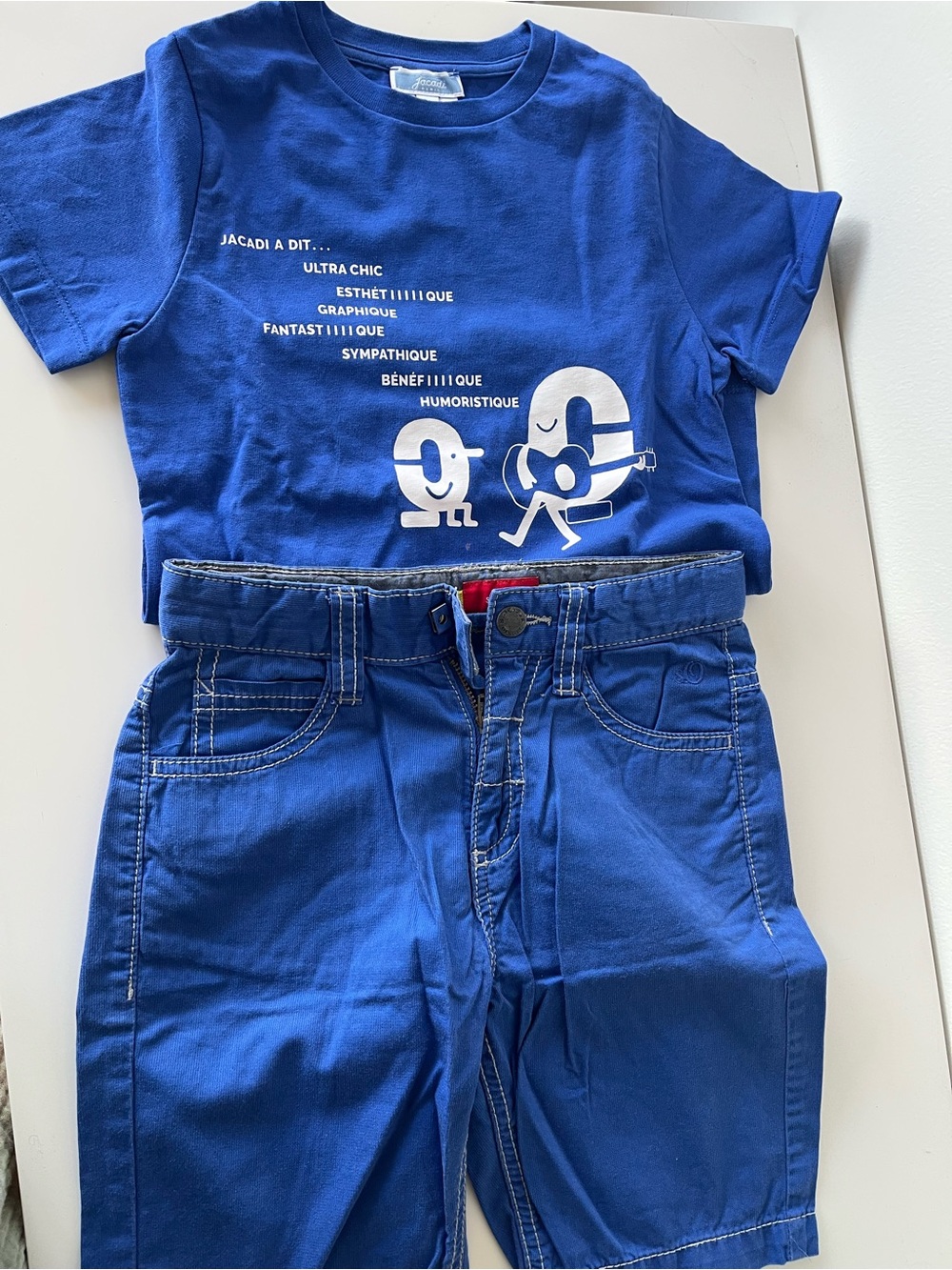 Jacadi Royal Blue Graphic Tee and Shorts Matching Set